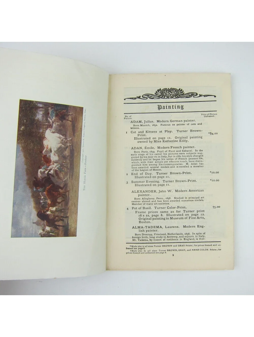 Art Exhibit Catalog 1907-1908 Horace K. Turner Co. Boston Massachusetts Antique